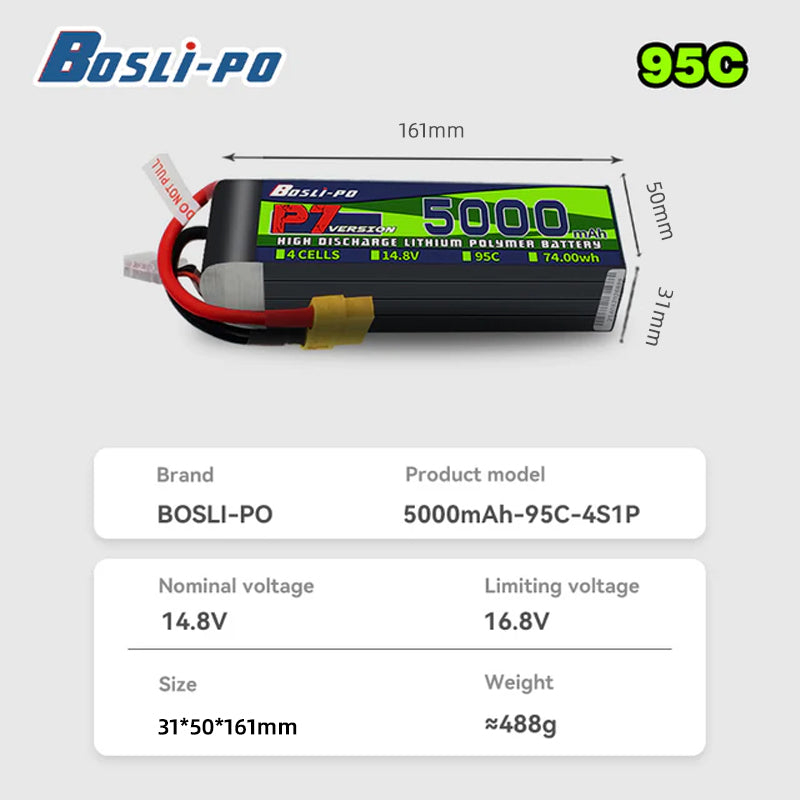 Boslipo P7 Versión 5000mAh 95C - Drone Racing Battery reseña y precio