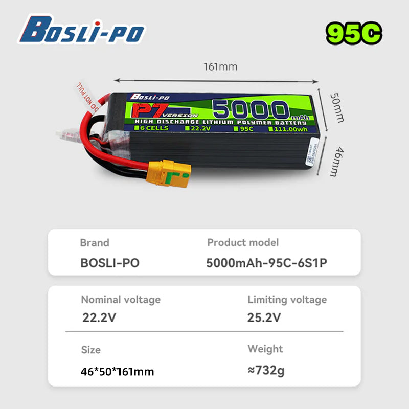 Boslipo P7 Versión 5000mAh 95C - Drone Racing Battery reseña y precio